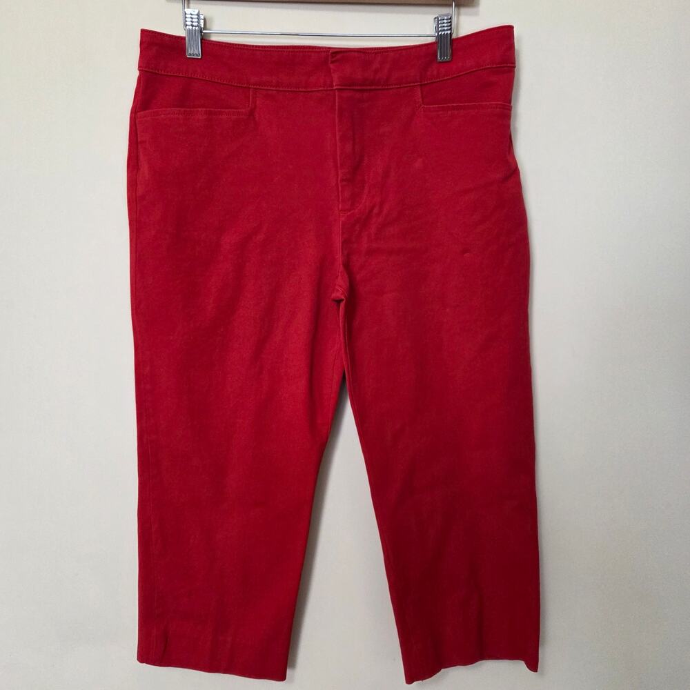 Chaps 14 Red Cropped/Capri Pants High Rise Flat Front Pockets